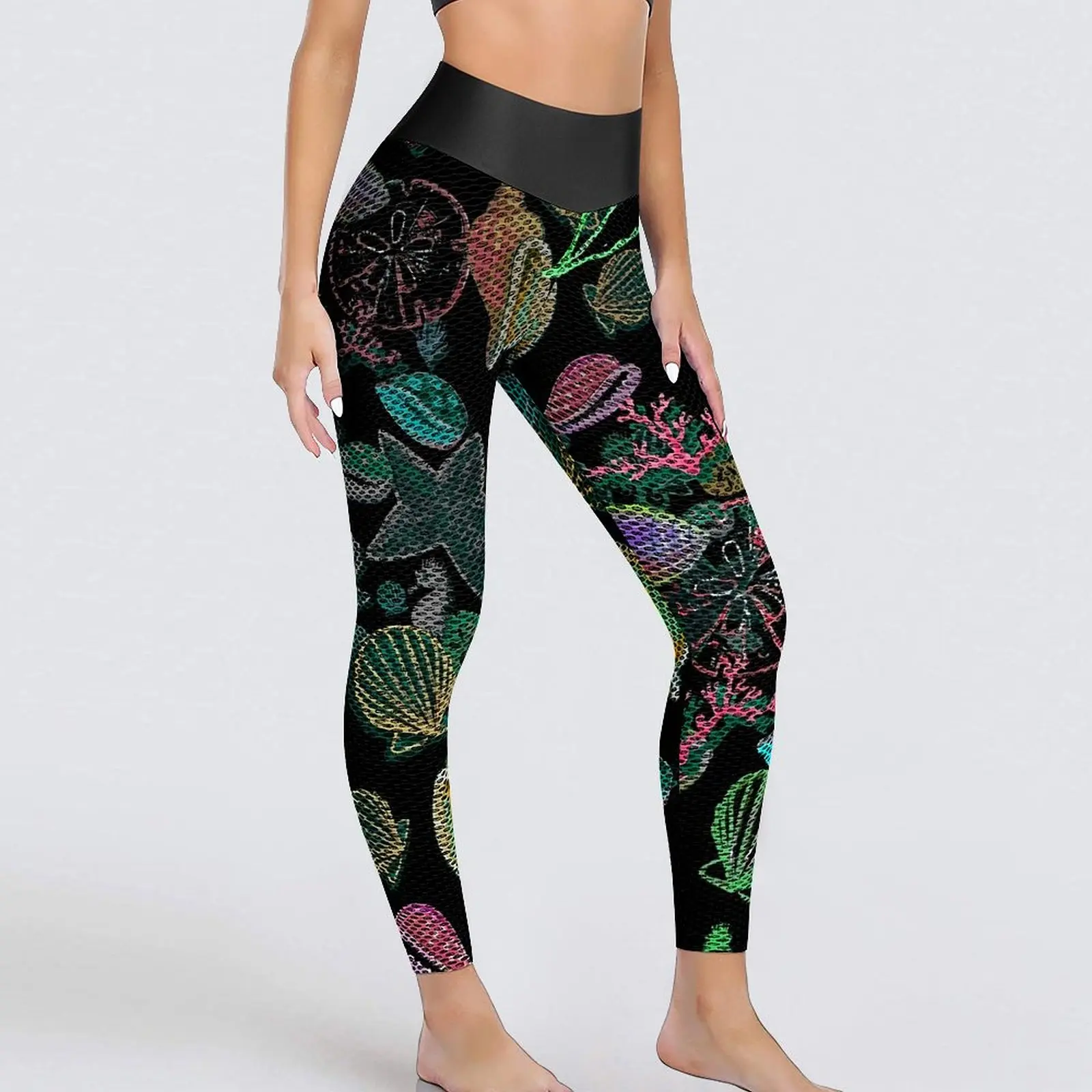 

Colorful Sea Shells Yoga Pants Reef Madness Leggings Sexy Fitness Leggins Lady Elegant Elastic Sport Legging