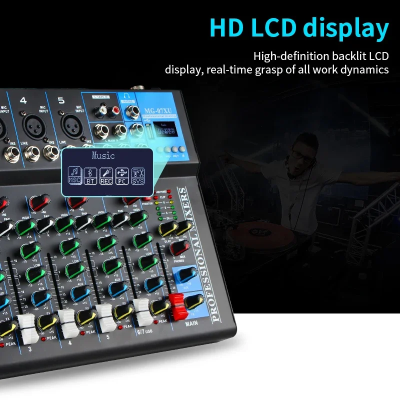 MG-07 Профессиональный 7-канальный аудиомикшер с USB mp3-плеером микшерная консоль DSP DJ