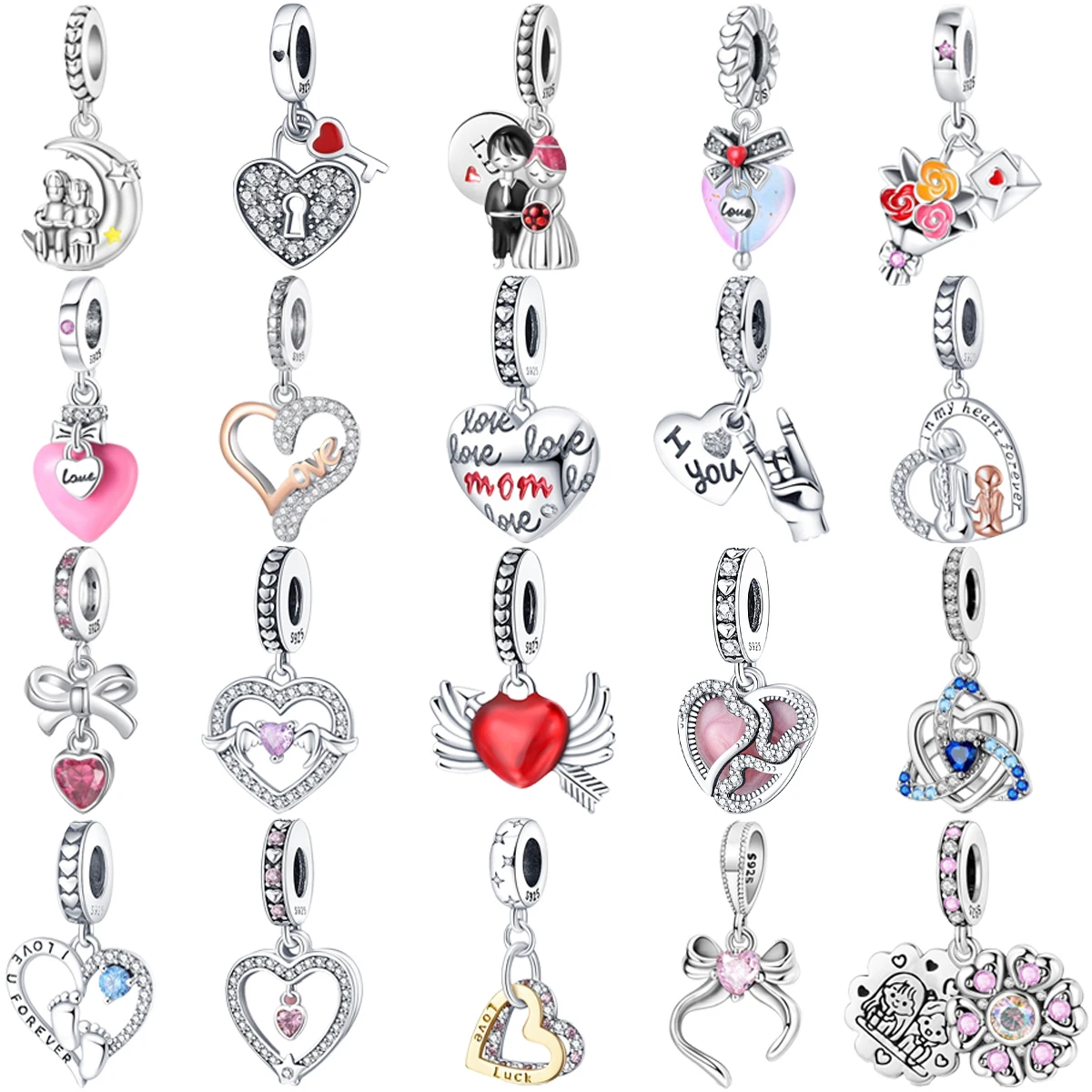 Оригинальные подвески из стерлингового серебра 925 сердце крылья цветы подвеска с