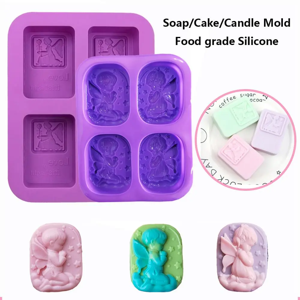 

4/6 Cavities Creative Angel 3D Silicone Soap Mold DIY Handmade Fondant Cake Decorating Candle Mold Pudding Candy Mold