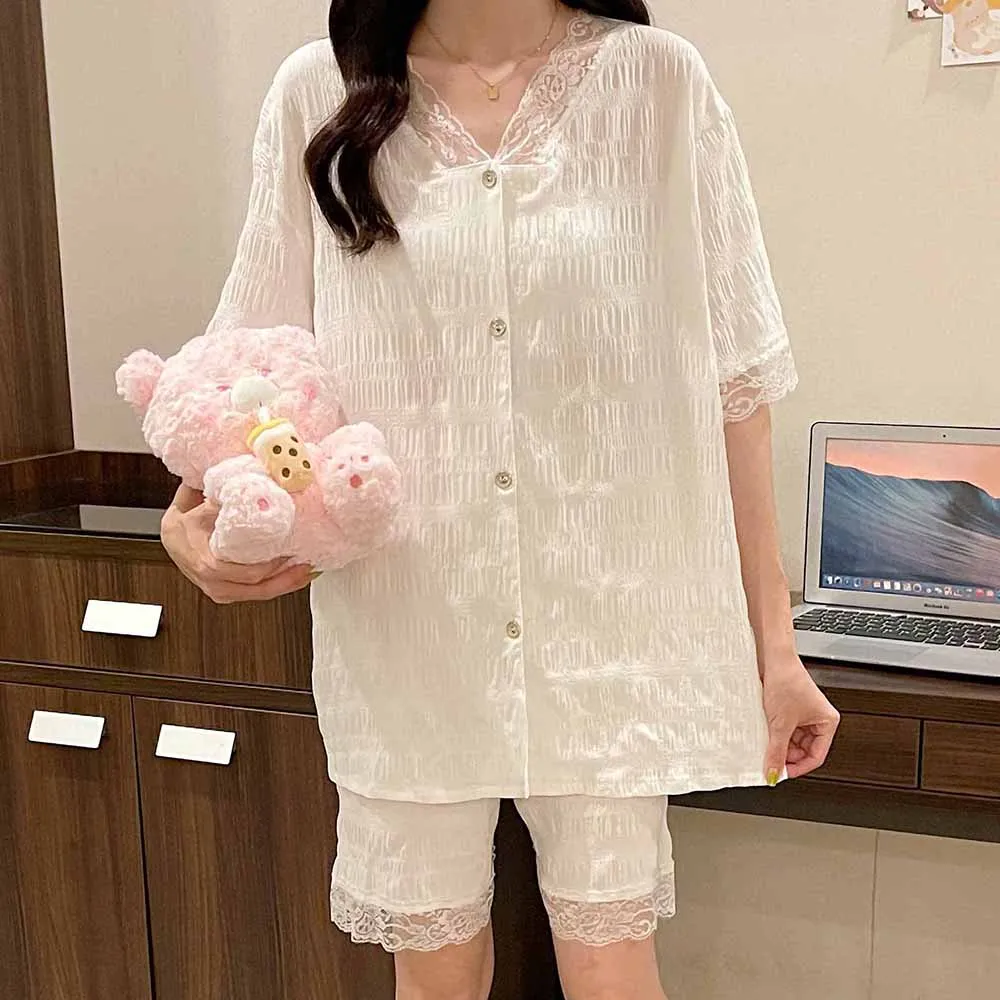 Summe RWomen's Pajamas Home Suit Pyjama 6XL Cotton Femme  2 Piece Set Lounge Wear Set Oversize Pijamas Mujer Sleepwear Nightgown