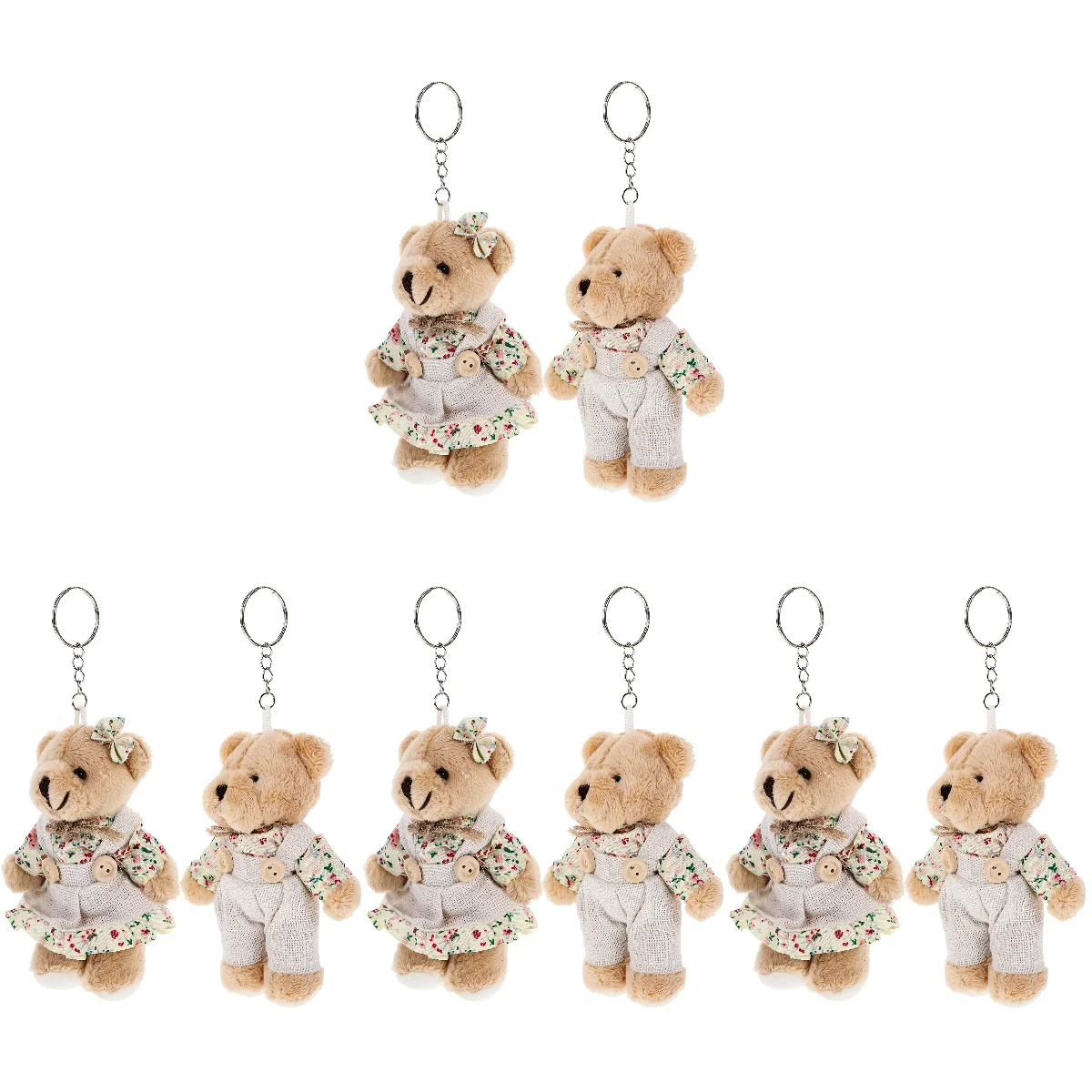 

8 pcs Bear Keyring Aesthetic Keychain Kids Party Favor Cartoon Backpack Pendant