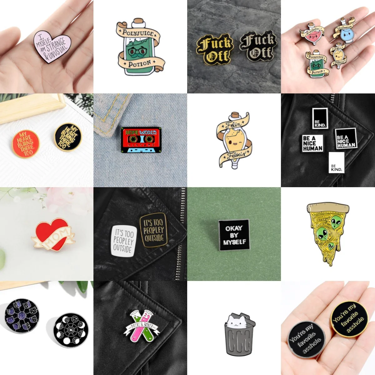 

Creative Enamel Pin Cartoon Brooch Sense of Security Its Too People Outside Funny Badges Gift Anime Pins Brooches for Fashion