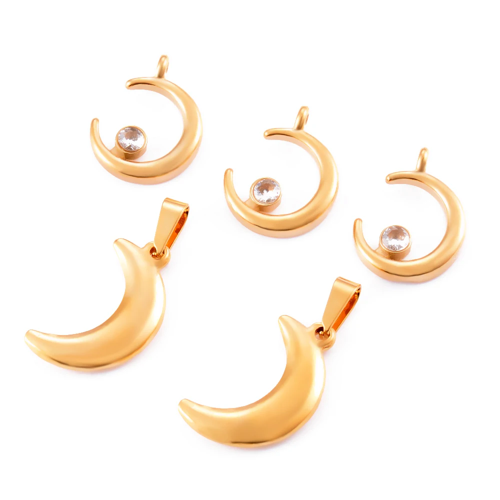

5Pcs/Lot Stainless Steel Gold Moon Charms Pendant for DIY Necklace Earrings Jewelry Making Accessories