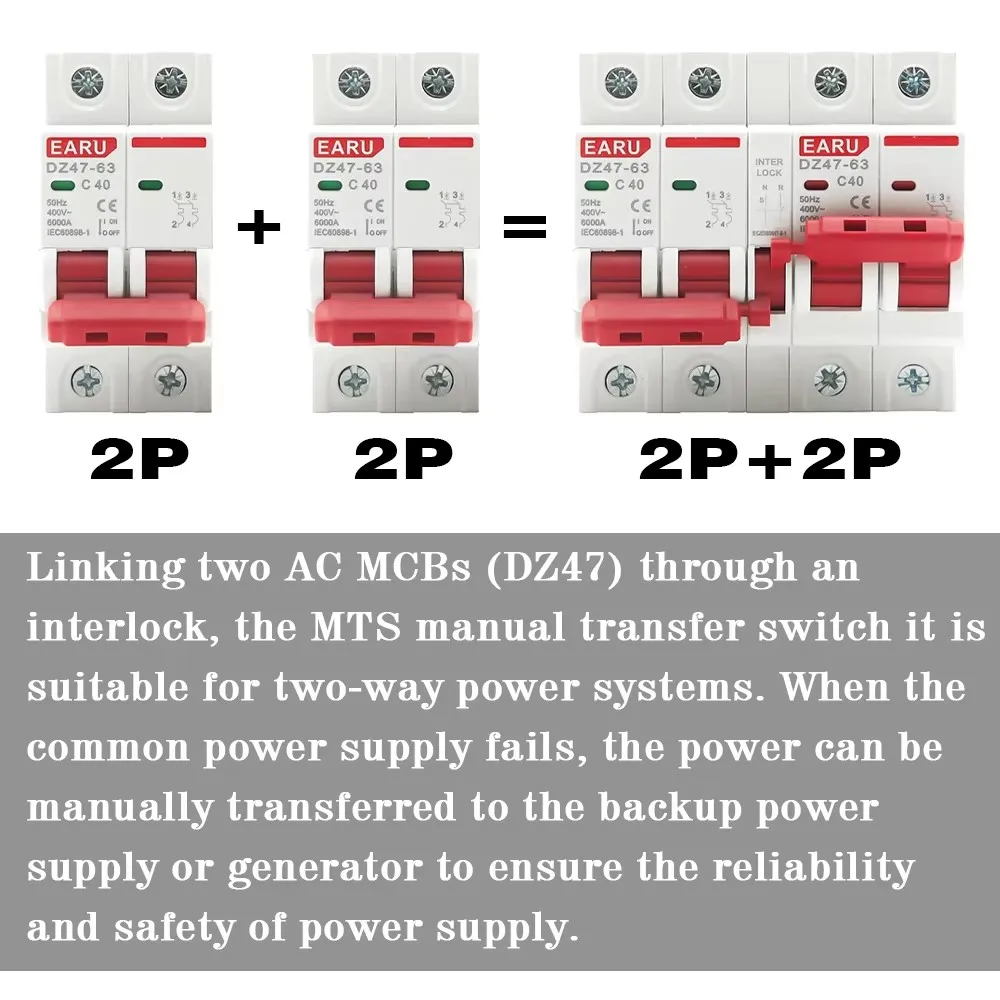 6-63A 230 В 400 Mcb двойная мощность ручное преобразование блокировка Lsolation