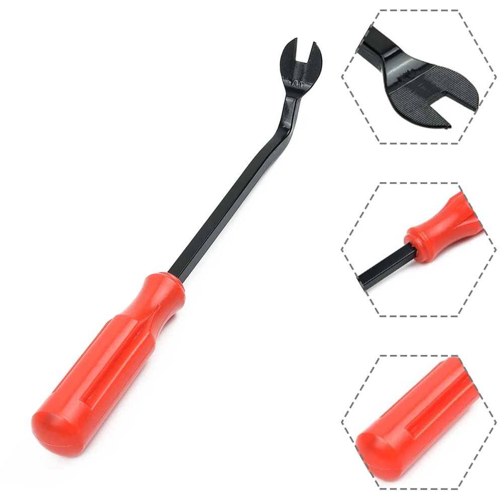 

Car Removal Tool Door Trim Panel Fastener Nail Puller Decoration Removal Tool Pry Clamp 6 Inch Red Handle Black Rod Car Accessor