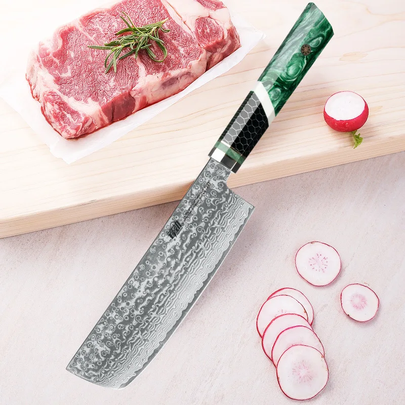 FINDKING 6 8 дюйма искусственная Смола Ручка 67 слоев Дамасская сталь 9Cr18MoV лезвие