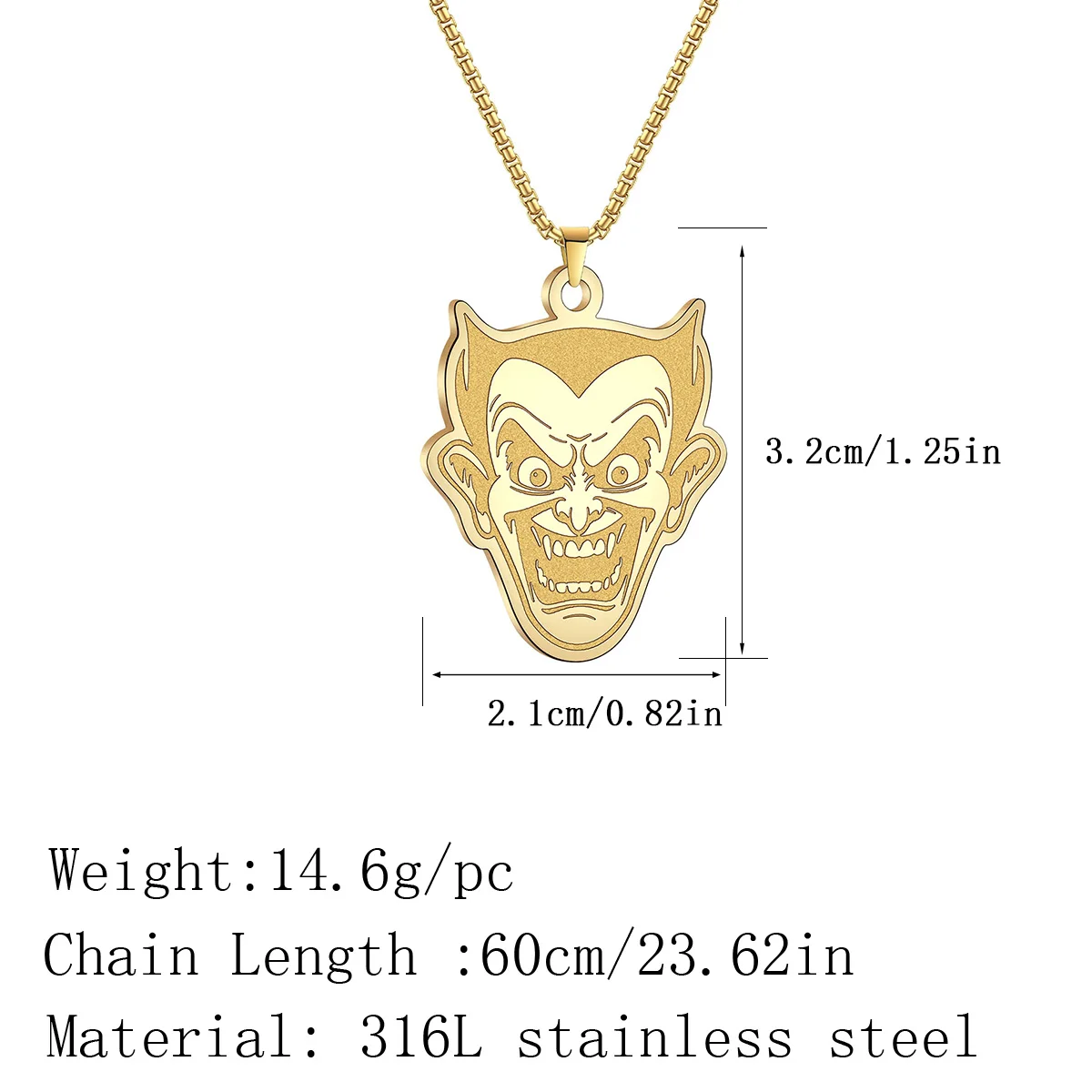 Ожерелье из нержавеющей стали с забавным лицом и подвеской в стиле Джокера для
