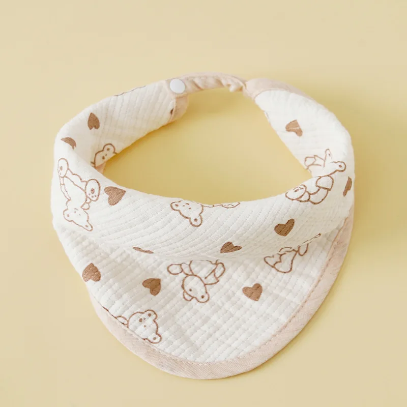 Baby Muslin Bibs Bear Gauze Triangle Saliva Towel 100% Cotton Newborn Burp Cloth Handkerchief Face Towel For Baby Shower Gifts images - 6