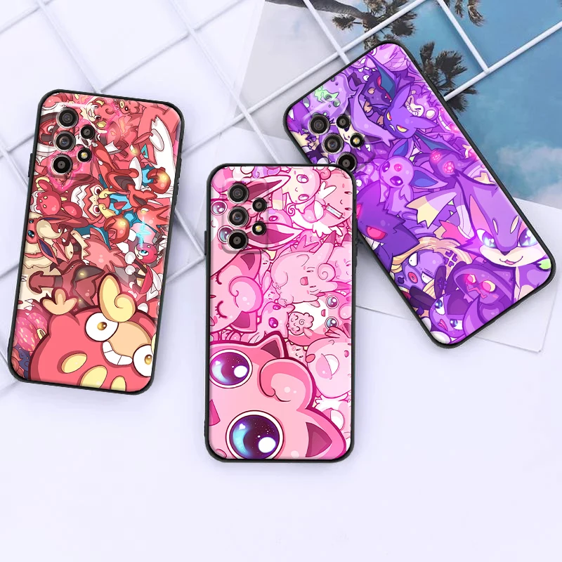 

Anime Pokemon Pikachu For Samsung A20 A21 A22 4G 5G Phone Case Coque Back Funda Carcasa Silicone Cover Black Soft