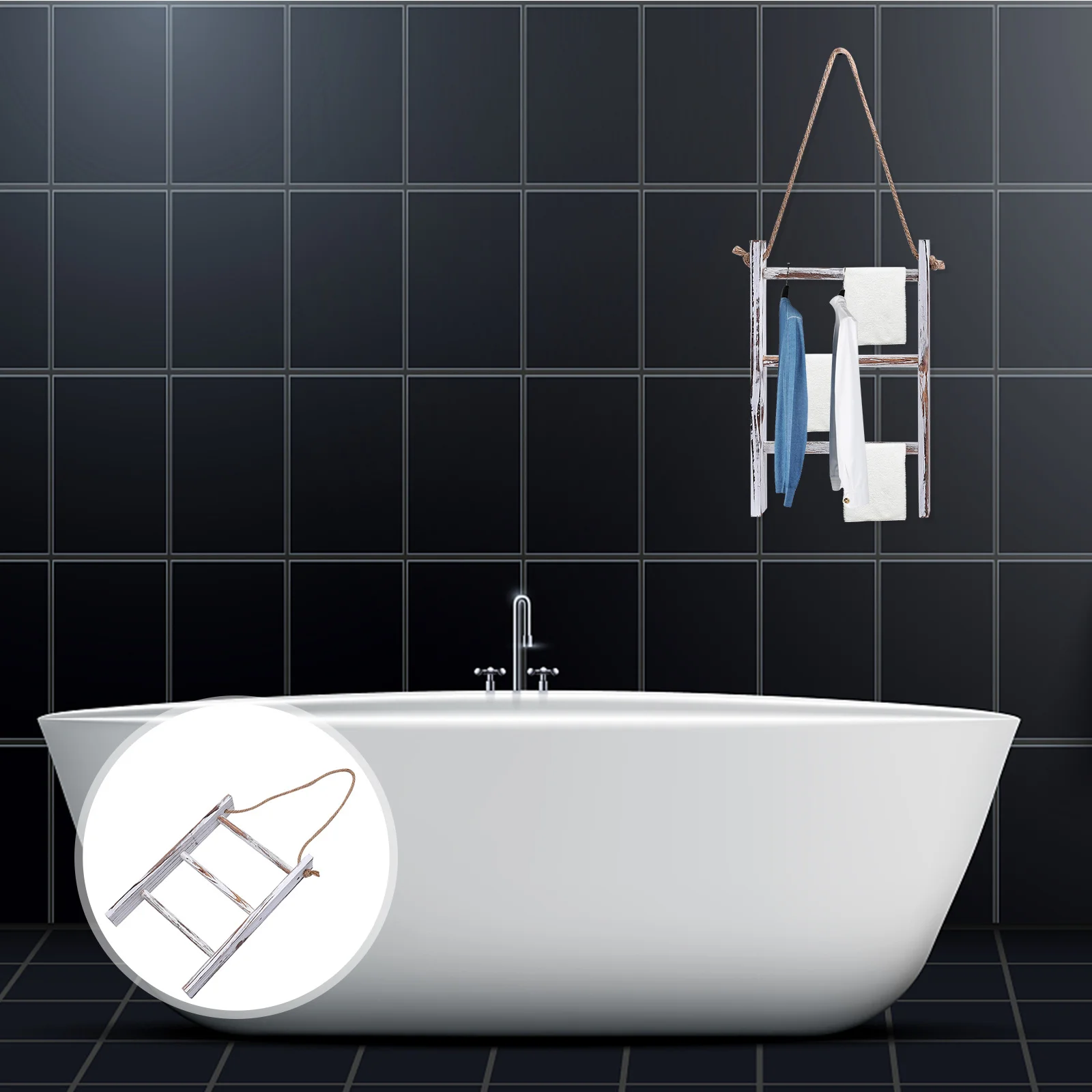 

Vintage Towel Rack Home Wall Mount Bathroom Supply Simple Hanging Rustic Coat Hooks Rural Creative