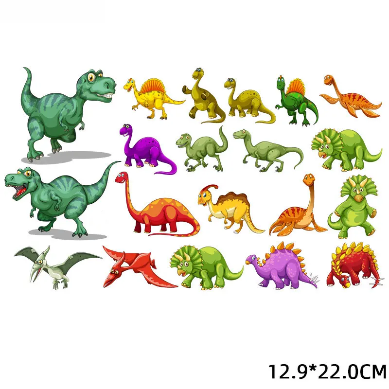 

Cartoon Jurassic Park Dinosaur Patches Iron-On Transfers for Children's Clothing Thermoadhesive Patch Stickers on Kids T-Shirt