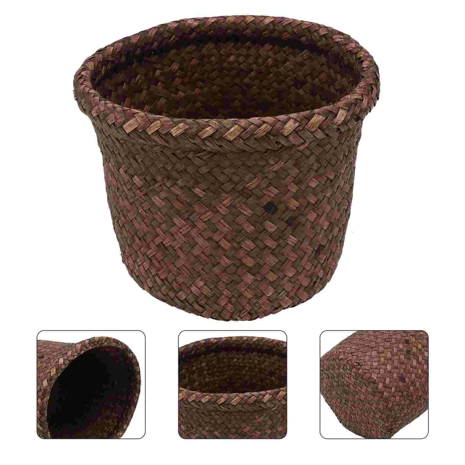 

Basketwoven Flower Pot Planter Seagrass Rattan Indoor Wicker Storagebasketspots Flowerpot Planters Seaweed Cover Hand Organizer