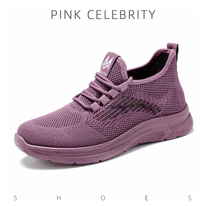 

Women's Casual Shoes 2022 Spring New Fashion Solid Color Running Shoes Ladies Flat Fly Knit Breathable Comfortable Sneakers