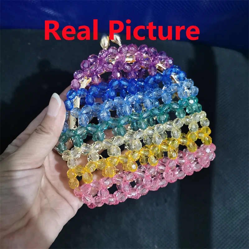 Сумка женская с прозрачными бусинами популярный саквояж ручной работы из бисера