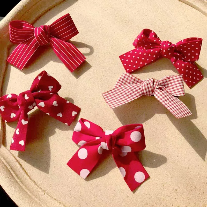 

1PCS Plaid Small Bow Hairpin Girl Side Clip Korean Hairpin Headwear Clip