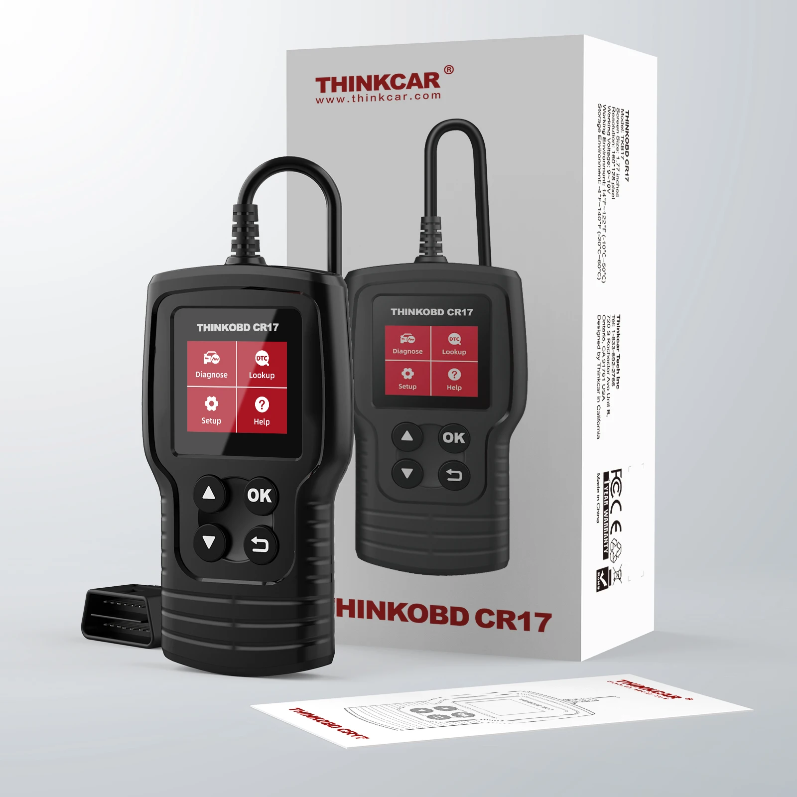THINKCAR CR17 OBD2 сканер автомобильный диагностический инструмент проверка кода неисправности двигателя считыватель кодов искажения DTC для послепродажного обслуживания 1996 года