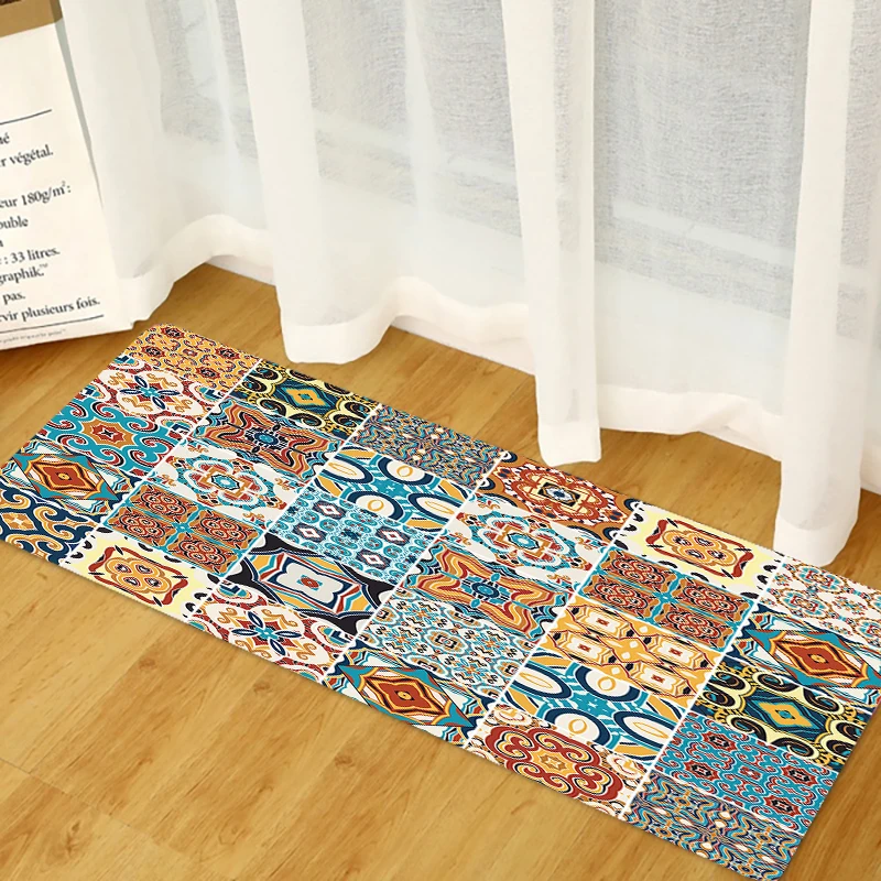 

Floor Rug for Kitchen Mat Carpet Mats Kawaii Retro Cushioned Runner Bath Modern Long Traditional Washable Light Flower Fabric 3d