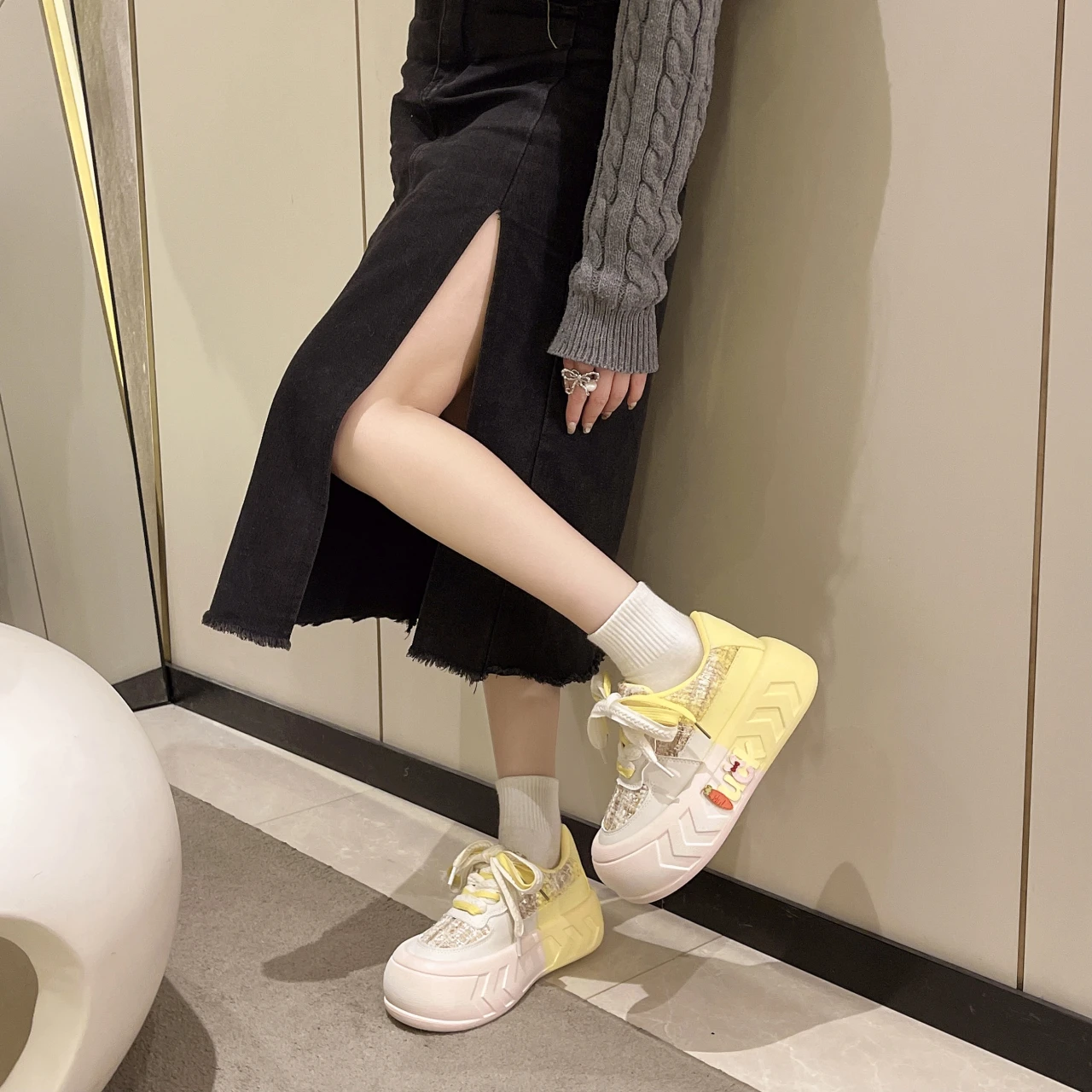 

Универсальные повседневные женские туфли, толстая подошва, высокая талия, контрастные цвета, весна