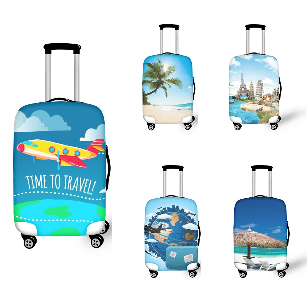 

FORUDESIGNS Cartoon Airplane Around the World/Tropical Beach Printing Checked Suitcase Case Travel Accessories Voyage Pratique