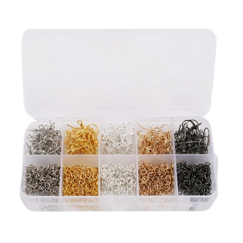 

1150 шт. 5 цветов открытые колечки и серьги-Крючки Ювелирная фурнитура для изготовления ювелирных изделий комплект для браслетов ожерелий сер...
