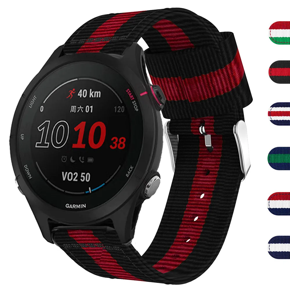 

Nylon Canvas Watch Band For Garmin Forerunner 255 255M 245 245M Music Venu 2 Plus SQ Vivoactive 4 3 Strap Watchband Bracelets