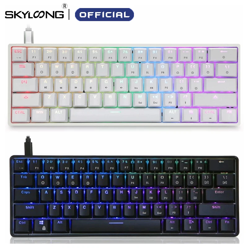 Skyloong Mini Portable 60% Mechanical Keyboard Wireless Bluetooth Gateron Mx RGB Backlight Gaming Keyboard GK61 SK61 For Desktop