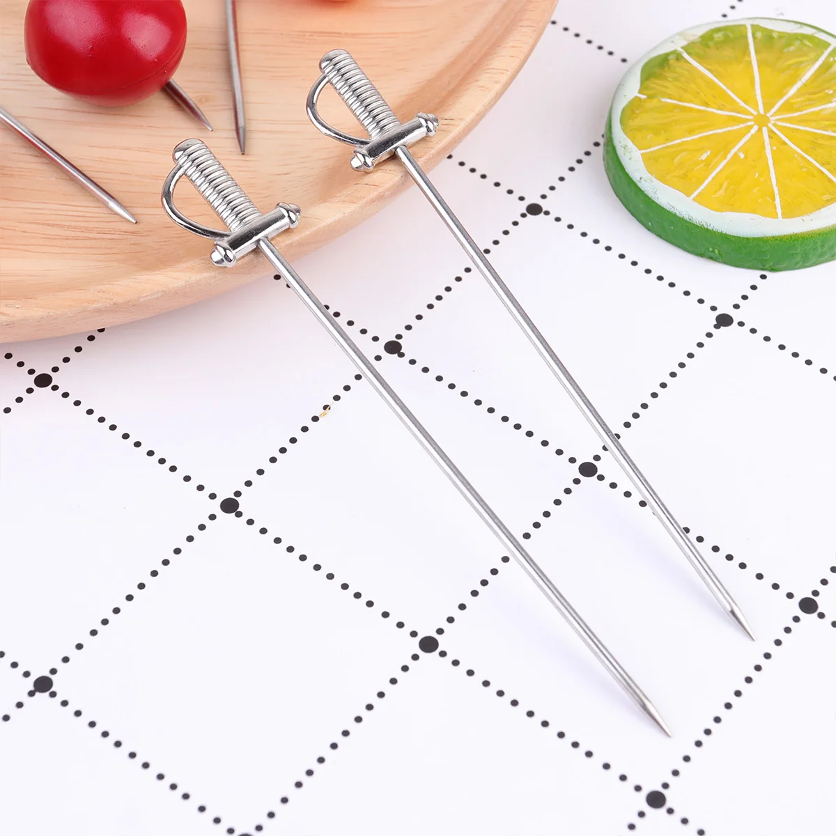 

Picks Cocktail Fruit Sticks Skewers Metal Toothpicks Drink Reusable Steel Stainless Appetizer Garnish Martini Dessert Drinks