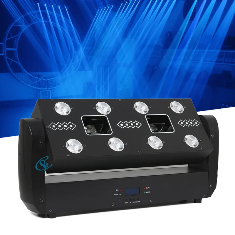 Новейшая сцена с 2 глазами 500 МВт RGB лазерный движущийся головной светильник 8*5 Вт