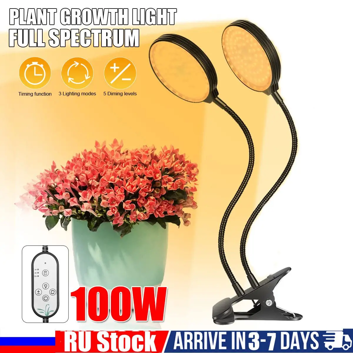 Растительный светильник с полным спектром фитоампер DC5V USB СВЕТОДИОДНЫЙ светильник s с таймером 100 Вт Настольный зажим Фито лампы для растений цветы растут палатки