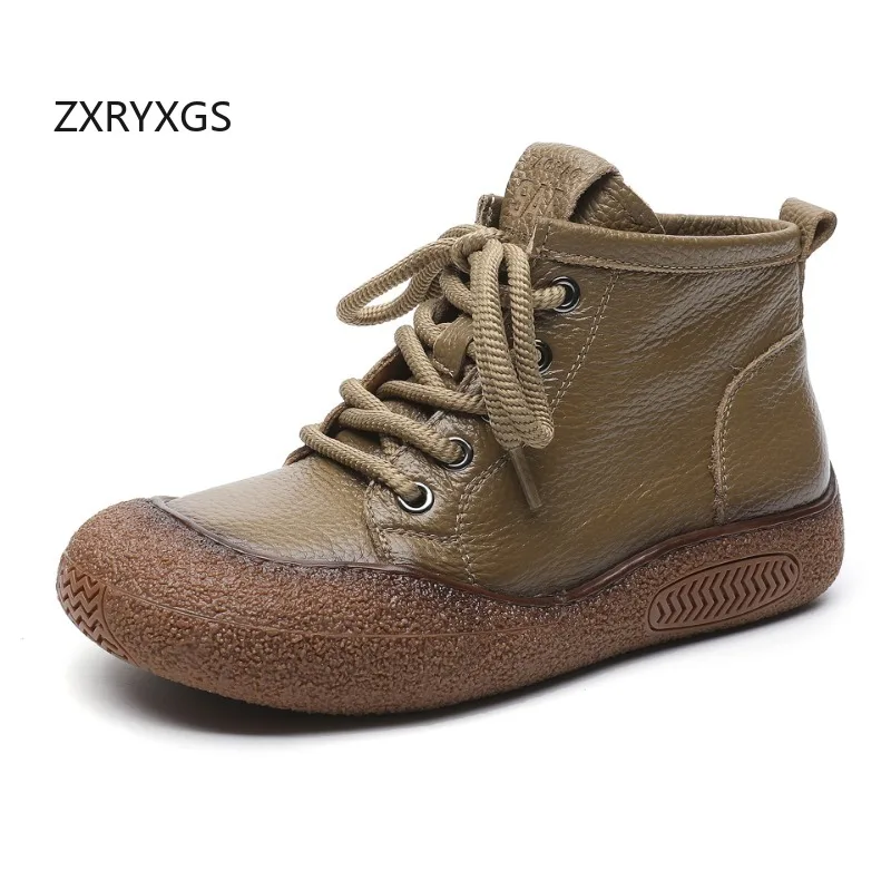 ZXRYXGS высококачественные женские ботинки из натуральной кожи повседневные