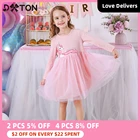 Платье для девочек Dxton, детское платье с длинным рукавом и аппликацией единорога, осень 2018, рождественское платье принцессы для девочек