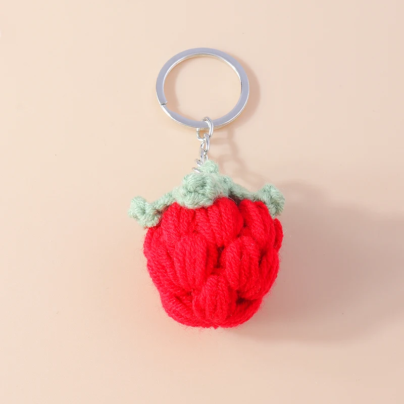 

Cute Keychains DIY Handmade Knitted Fruit Strawberry Charms Keyrings for Women Men Car Key Handbag Pendants Key Chains Accessory