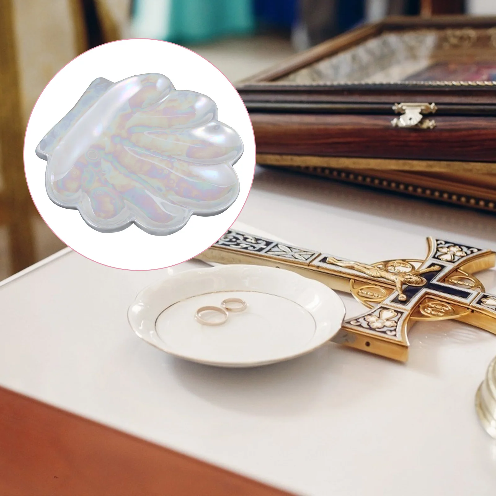 

Tray Jewelry Plate Dessert Cake Organizer Necklace Dish Storage Ring Earring Ceramic