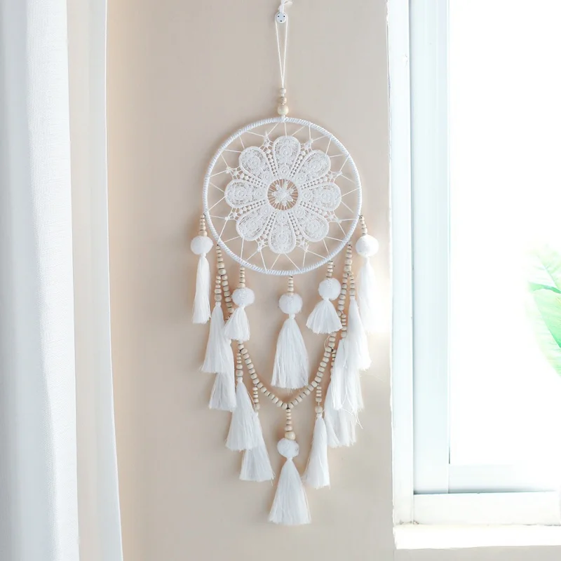 

1Pcs Handmade Dream Catcher Indian Style Woven Wall Hanging Decoration White Dreamcatcher Wedding Party Hanging Decor
