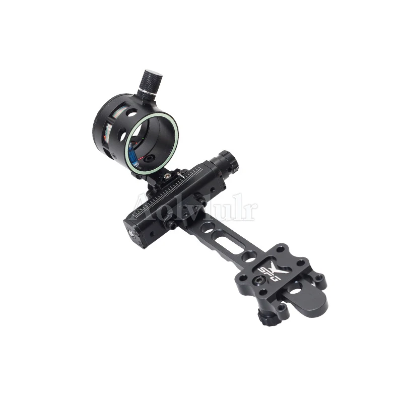 

Archery Compound Bow Sight Arrow Aiming Single Needle Long Rod Sight Four-Way Fine-Tuning With Built-In Aiming Light