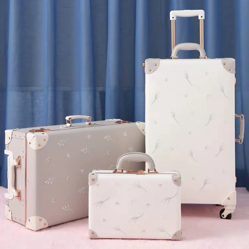 2021 New Retro Dandelion Handmade Travel Bag Rolling Luggage sets,12