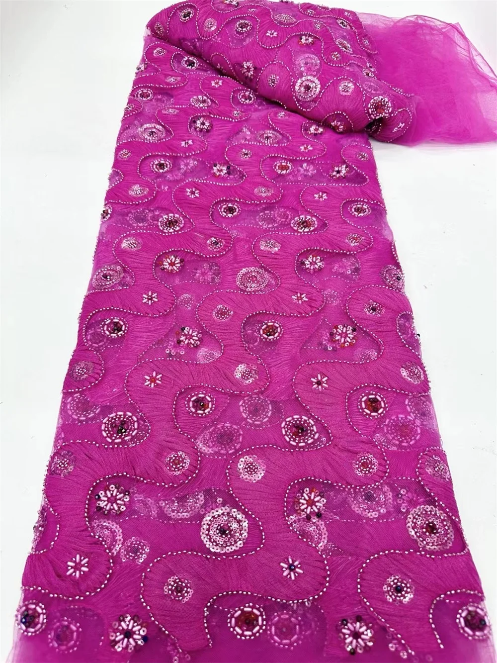 Роскошная кружевная ткань с бусинами 5 ярдов нигерийская вышивкой 2024