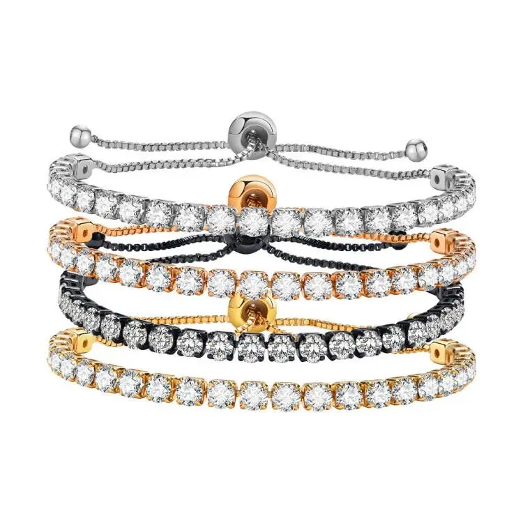 

Cubic Zirconia Bracelet Adjustable, Dainty Tennis Chain Link Women Girls Gift