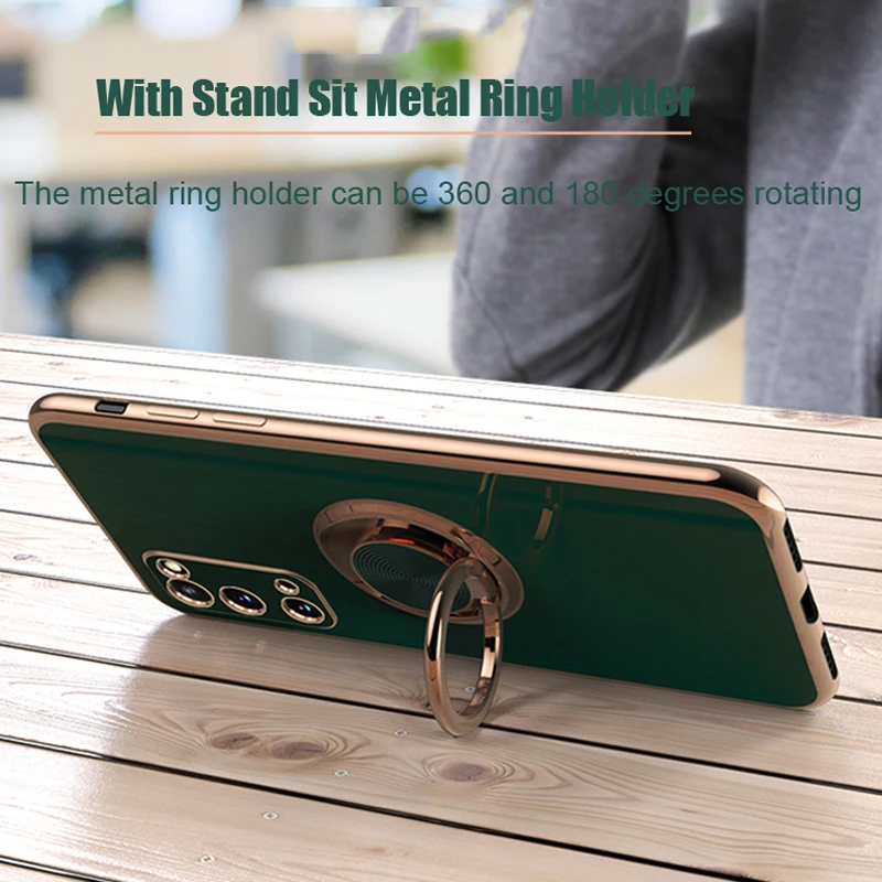 Plating Magnetic Case For Samsung Galaxy S22 S20 S21 FE S23 Ultra S10 Plus A52 S Note 20 10 A73 A53 A 52S Cover With Ring Holder