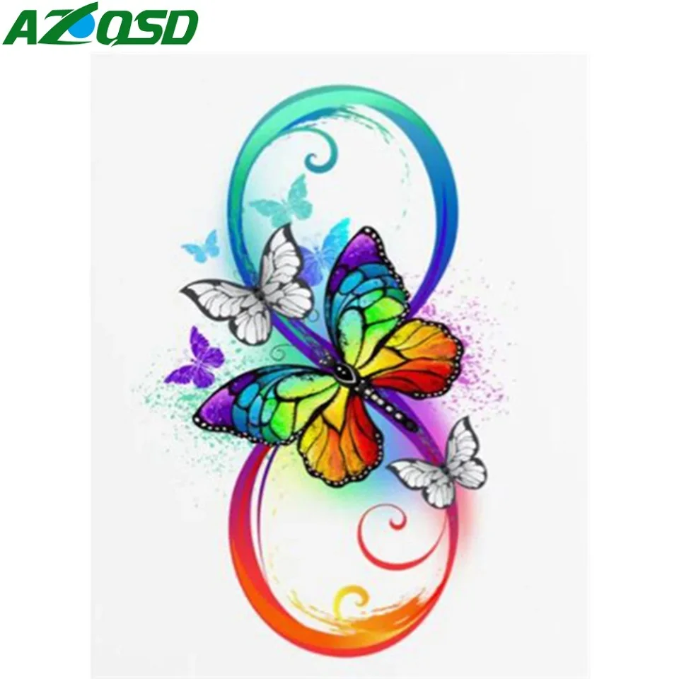 

AZQSD Pictures By Numbers Butterfly HandPainted Wall Decorations Living Room Oil Painting Drawing On Canvas Animal Gift