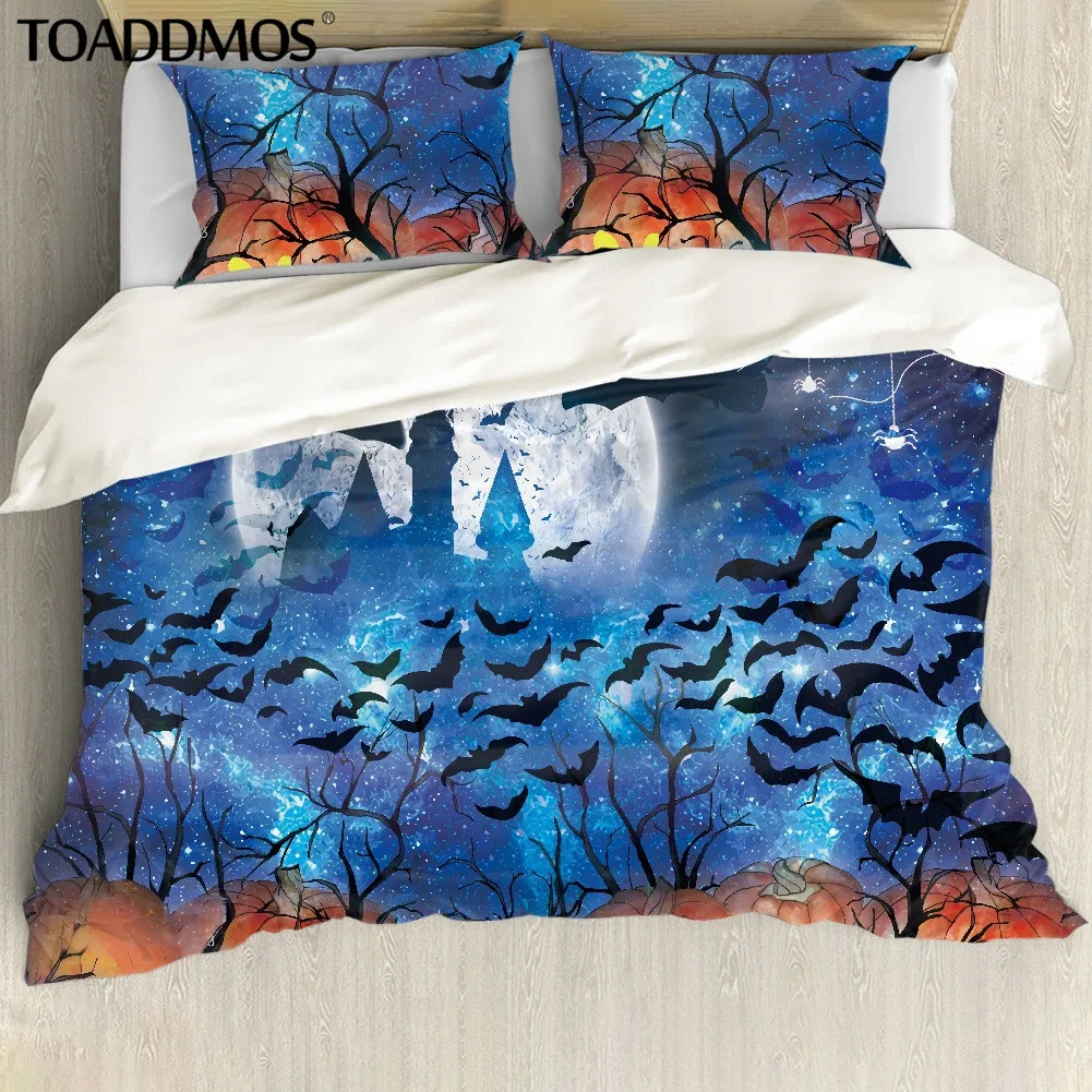 

Комплект постельного белья TOADDMOS с принтом «ужасный замок» на Хэллоуин, пододеяльник, наволочки с галактикой, 3 шт., покрывало для кровати, наволочки