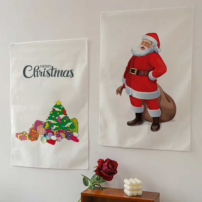 

Small Size Santa Claus Christmas Tapestry Home Decor New Year Festival Gift Hanging Blanket Dormitory bedroom Background Fabric