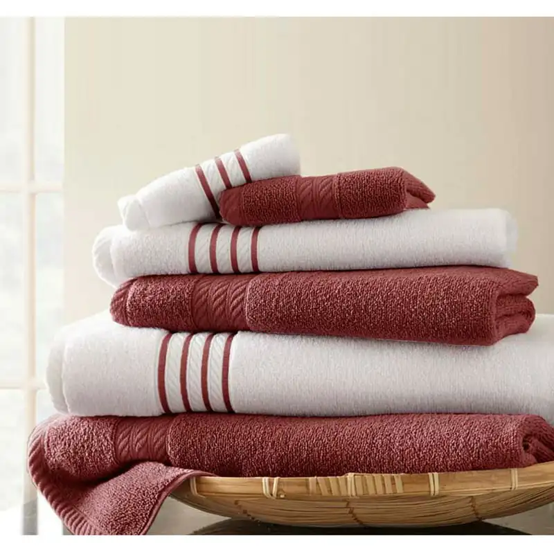 

Luxuriously Soft Cotton Quick Dry Stripe Towel Set in Rose - Absorbent & Durable for Superior Comfort.