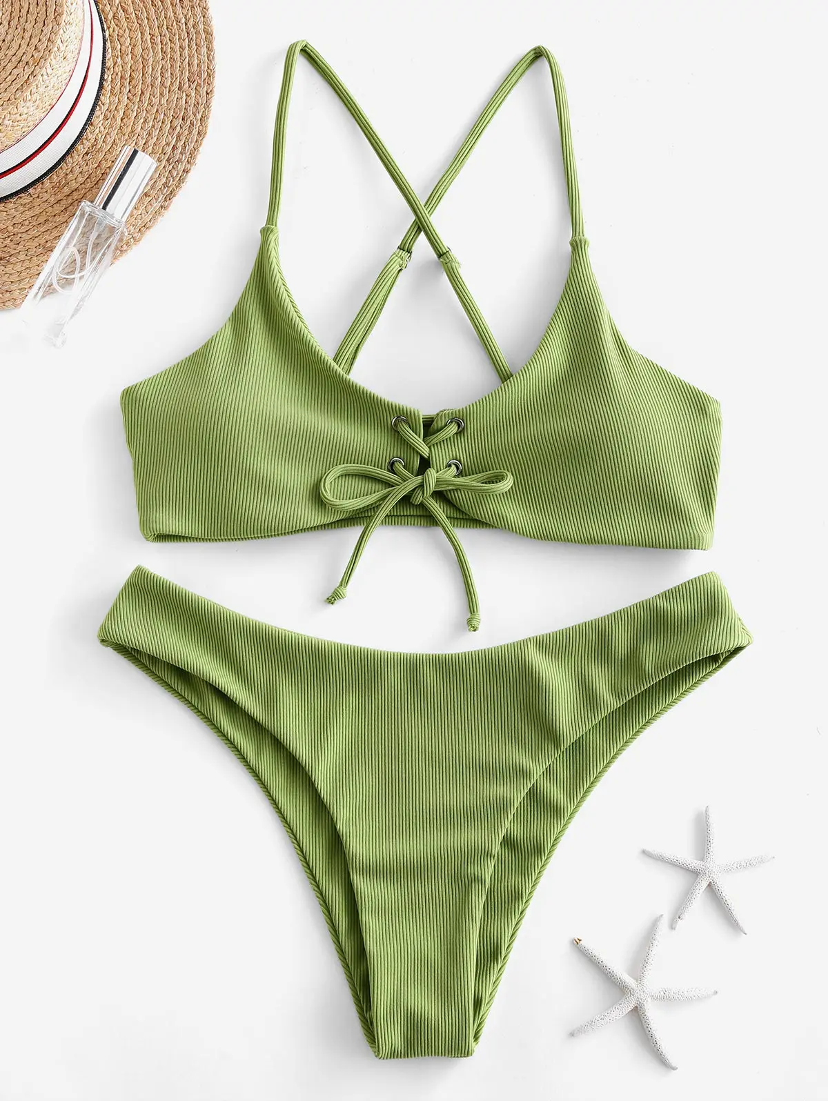 

Женский купальник со шнуровкой в рубчик