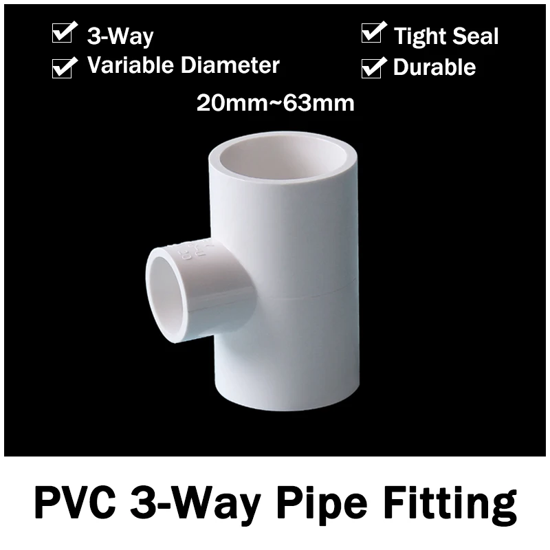 

PVC Water Pipe Fittings 3-Way 20~63mm Tee Inner Variable Diameter Connectors Plastic Joint Tube Coupler Adapter Garden Adapter