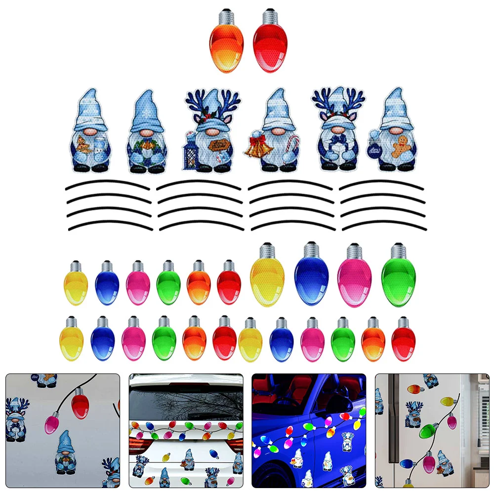 

Kitchen Magnets Car Decorations Christmas Reflective Sticker Party Ornaments Bulb