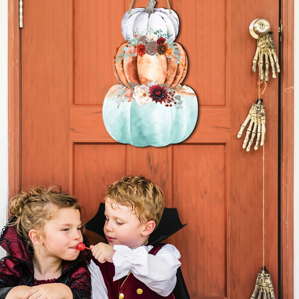 

Halloween Wood Hanging Sign Pumpkin Door Front Signs Outdoor Wooden Decorations Pumpkins Home