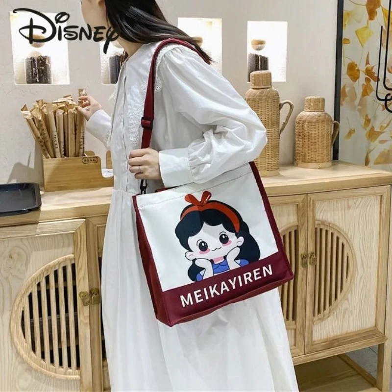 

Disney Snow White Light Canvas Women's Bag Cute Girl's Handbag Fashion Cartoon Large Capacity Women's Crossbody Shoulder Bag