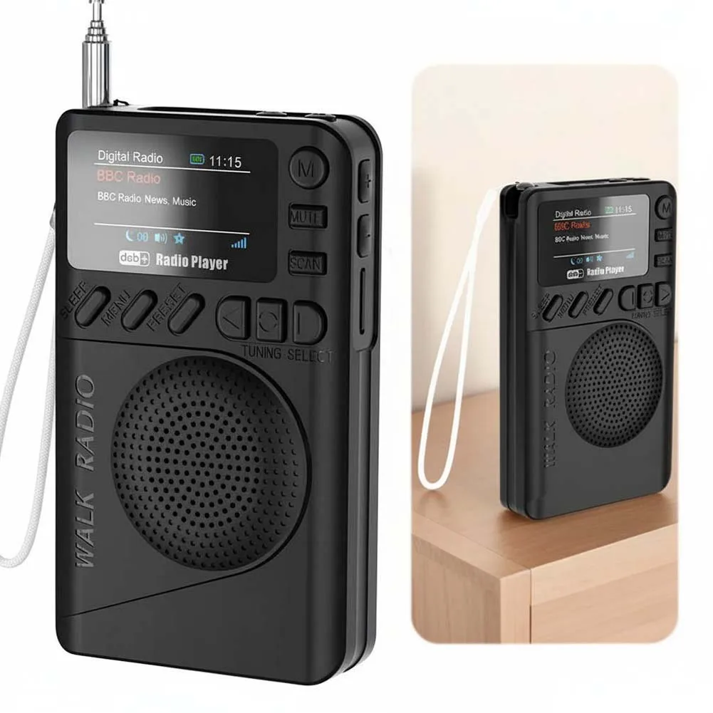Фото Мини-радиоприемник DAB/FM с цветным экраном, перезаряжаемый, карманный, с Bluetooth 5.0, воспроизведением MP3 и функцией динамика для кемпинга и походов №2